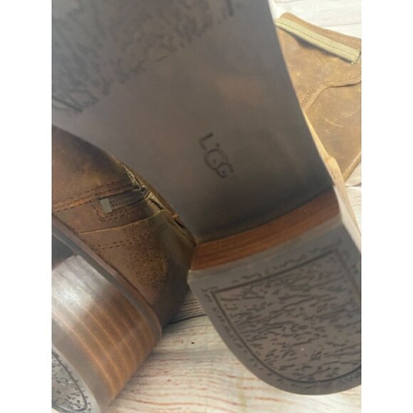 UGG Australia Women's Darcie Tall Riding Brown Distressed Boots - 7.5 - Picture 7 of 13